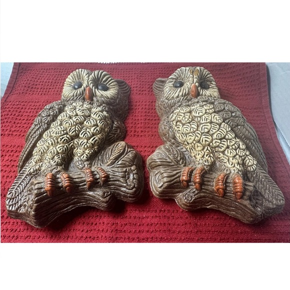 Vintage 1970s Foamcraft Syroco Owl Wall Decor- Set Of 2- see all photos - Picture 1 of 6